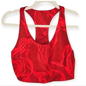 Zella Red Floral Print Sports Bra, Size Medium, NWT (Flaw)